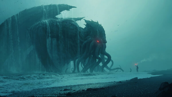 Wallpaper H.P., Monster, Beach, Sea, Cthulhu, Creature, Lovecraft