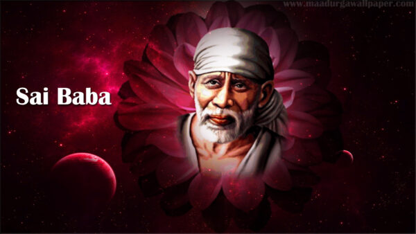 Wallpaper Face, God, Baba, Space, Background, Flower, Sai, Galaxy