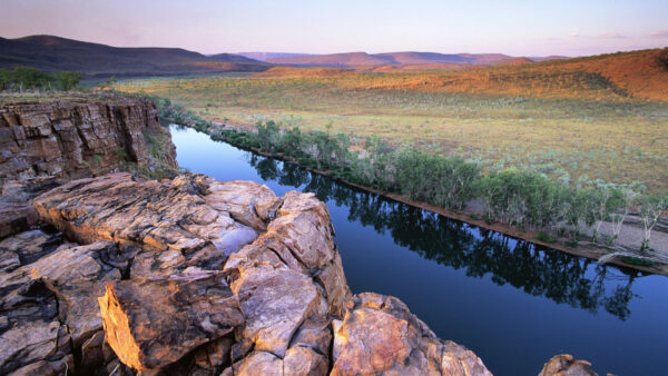 Wallpaper Between, Nature, Rocks, River, And, Greenery, Land