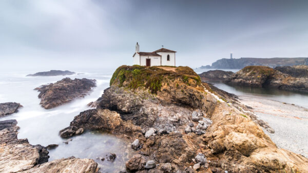 Wallpaper Desktop, Ocean, Waves, Mobile, Houses, Rocks, Cliff, Nature, Background