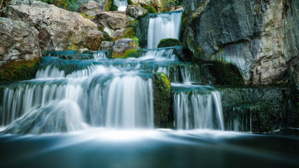 Wallpaper Waterfalls, Desktop, River, Mobile, Nature, Pouring, Stream, Between, Rocks, Stone