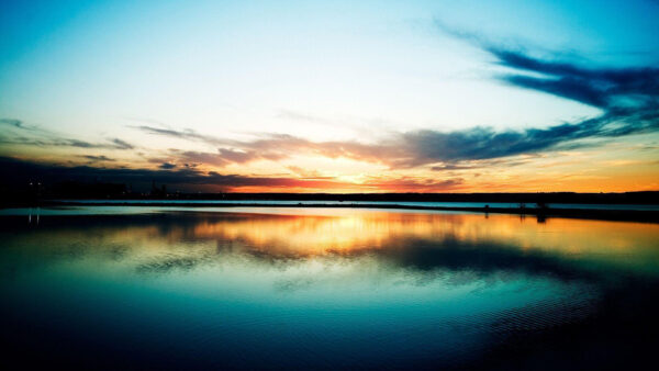 Wallpaper Clouds, Desktop, Under, Sky, Blue, Sunset, During, Lake, With, Evening
