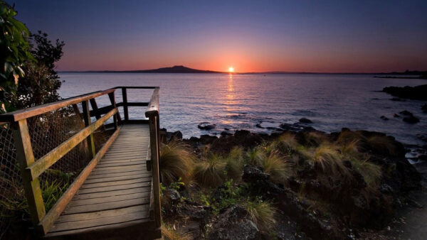 Wallpaper Grass, Mountains, And, During, Landscape, Green, Sunset, View, Plants, Scenery, Ocean