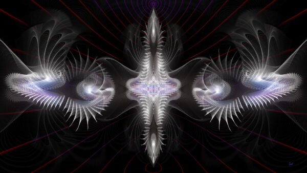 Wallpaper White, Shapes, Black, Abstract, Fractal, Glow