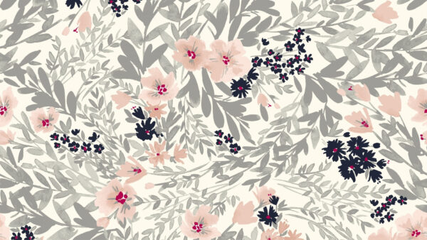 Wallpaper Black, Ash, Leaves, Spoonflower, Desktop, Flowers, Pink