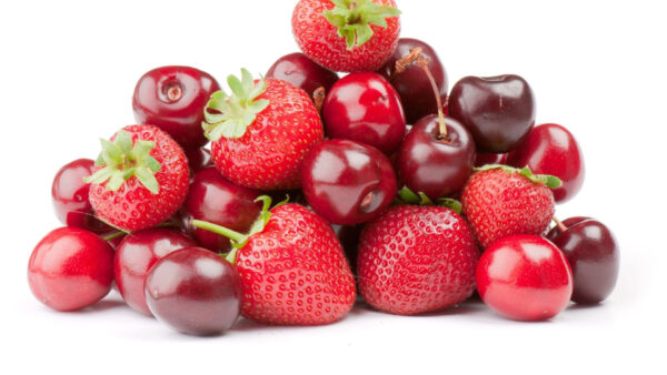 Wallpaper Berries, Cherries, Strawberry, White, Background, Strawberries