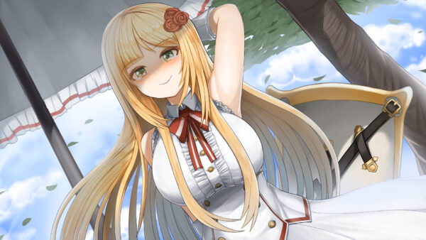 Wallpaper Anime, Blonde, With, Dress, White, Girl