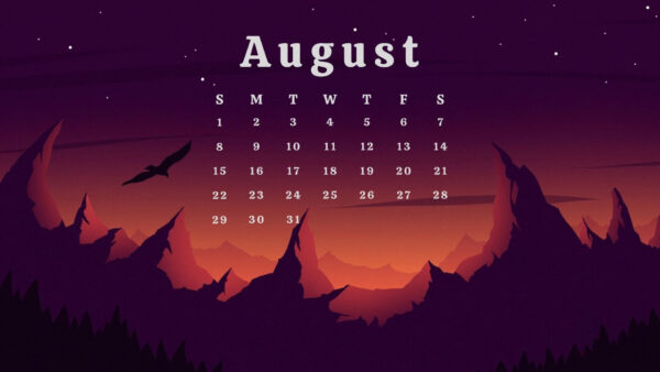 Wallpaper August, Sky, Stars, Background, Calender, Colorful