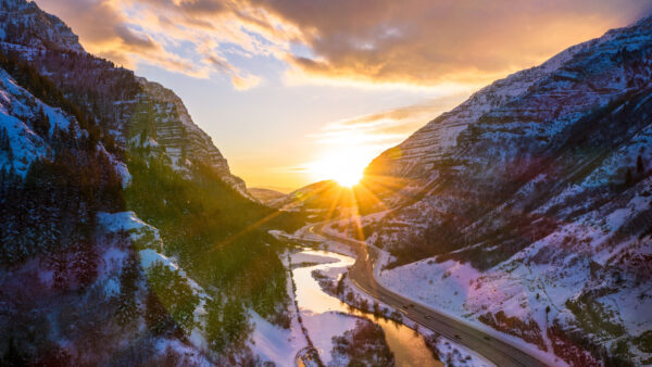 Wallpaper Winter, Provo, Desktop, Mobile, With, Canyon, During, Nature, Sunrays