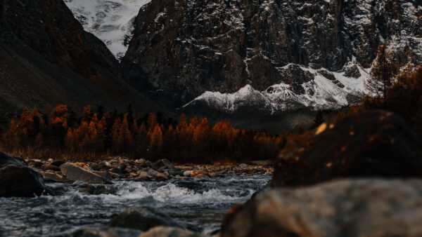 Wallpaper Picture, Black, Desktop, Mobile, Mountains, Stones, And, River, White, Nature