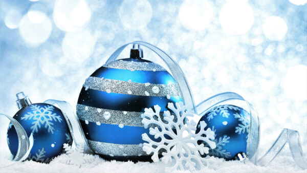 Wallpaper Silver, Ornaments, Mobile, Ribbon, Blue, Christmas, Desktop, Snowflake