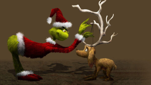 Wallpaper With, Dry, Desktop, Dog, Near, Grinch, Tree, The, Standing, Santa