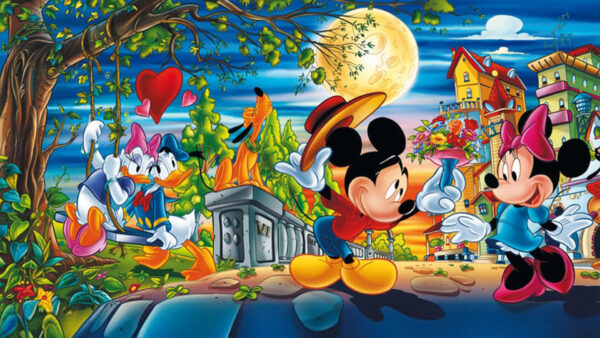 Wallpaper Couple, Duck, Cartoon, With, Mouse, Donald, Daisy, Mickey, And, Minnie