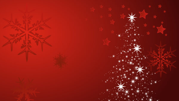 Wallpaper Christmas, Red, Stars, Tree, With, Desktop, Snowflake