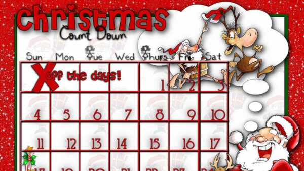 Wallpaper Cartoon, Countdown, Calendar, With, Santa, And, Claus, Christmas, Toys