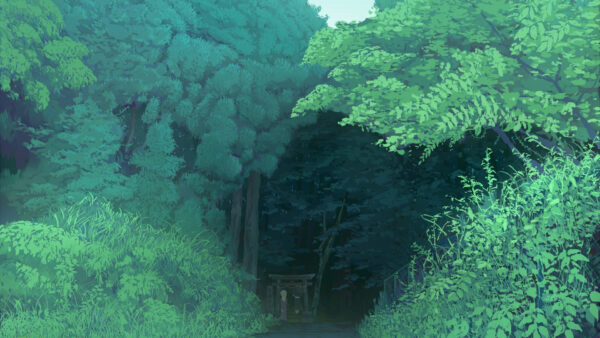 Wallpaper Plants, Bushes, Leaves, Green, Background, Trees, Anime