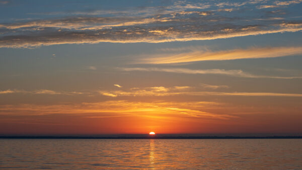 Wallpaper Nature, Beautiful, Reflection, Sea, Water, Horizon, Sky, Background, Silhouette