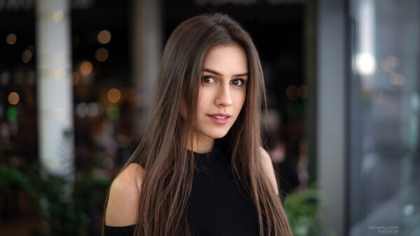 Wallpaper Blur, Long, Hair, Dress, Girl, Girls, Model, Bokeh, Wearing, Standing, Black, Background