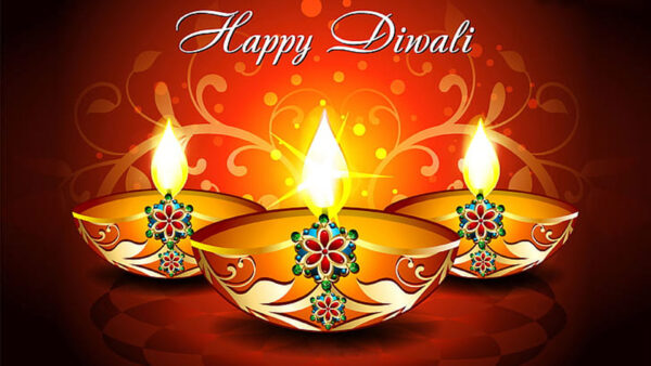 Wallpaper Happy, Lamps, Diwali, Colorful, With