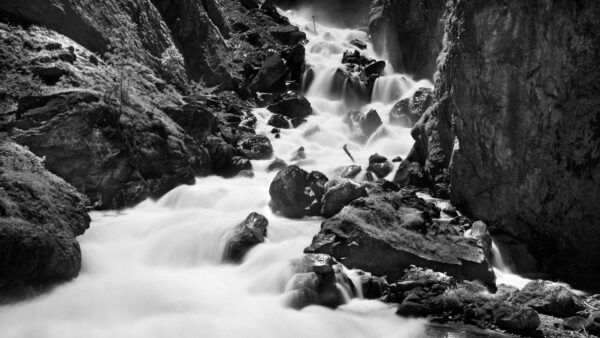 Wallpaper Rocks, Image, Black, Between, River, Stream, And, Nature, White, Water