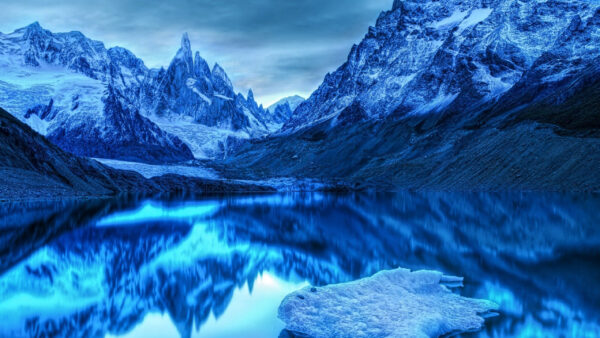Wallpaper Nature, Lake, Snow, Mountains, Reflection, Ice