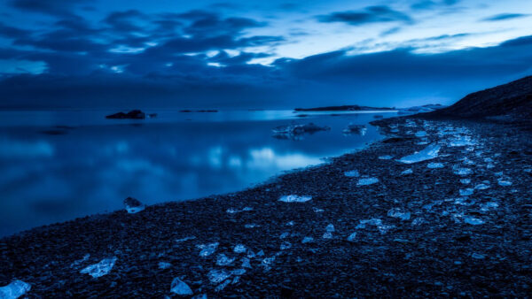 Wallpaper Sky, Above, Cloudy, Calm, With, Blue, Body, Water, Desktop, Nature, Reflection