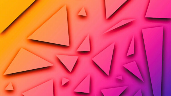 Wallpaper Purple, Mobile, Shapes, Shadow, Desktop, Abstract, Triangle, Red, Orange