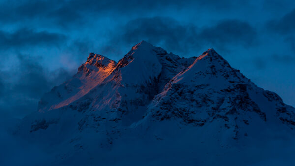 Wallpaper Mountains, Snow, Landscape, Blue, View, Background, Covered, Fog, Sky, Nature, With