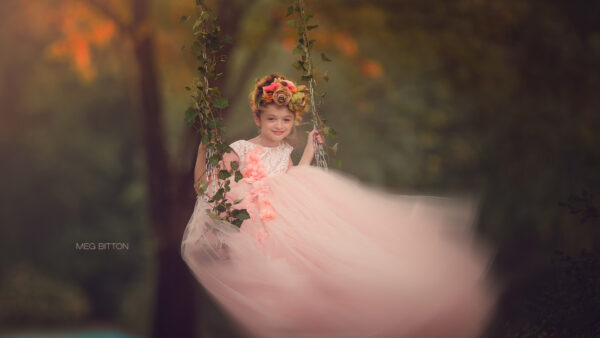 Wallpaper Cute, Girl, Light, Dress, Desktop, Little, Orange, Beautiful, Wearing, Swing