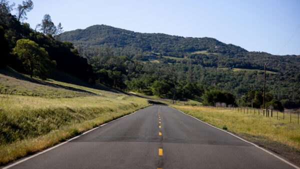 Wallpaper Between, Sky, Road, Grass, Background, Trees, Mobile, Blue, Field, Nature, Green, Desktop, Mountains