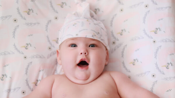 Wallpaper Baby, Cute, Smiling, With, Hat, Bed, Lying