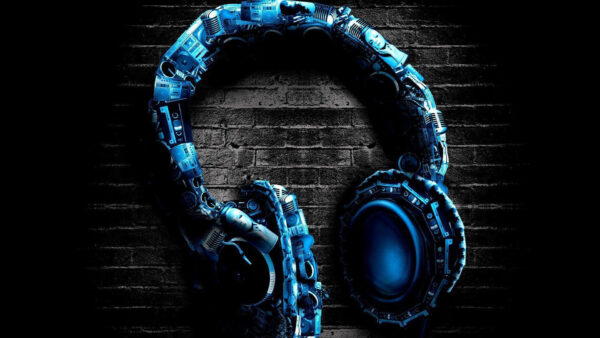 Wallpaper Mikes, Black, Headphone, Background, WALL, Music, Blue