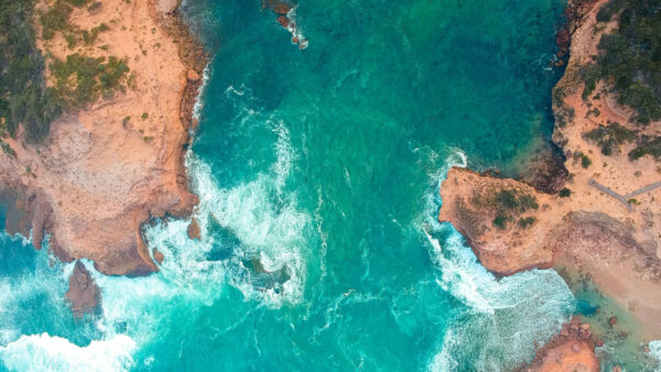 Wallpaper View, Beach, Aerial, Waves, Trees, Ocean, Island, Sand