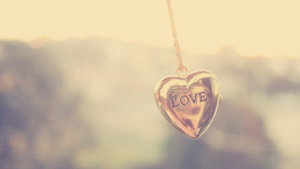 Wallpaper Pendant, Love, Gold, Blur, Word, Chain, Heart, Background