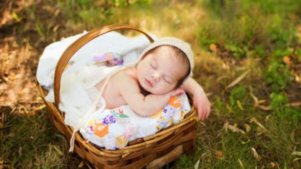 Wallpaper Sleeping, Baby, Child, Wearing, Knitted, Basket, Bamboo, Woolen, Inside, Cute, Cap