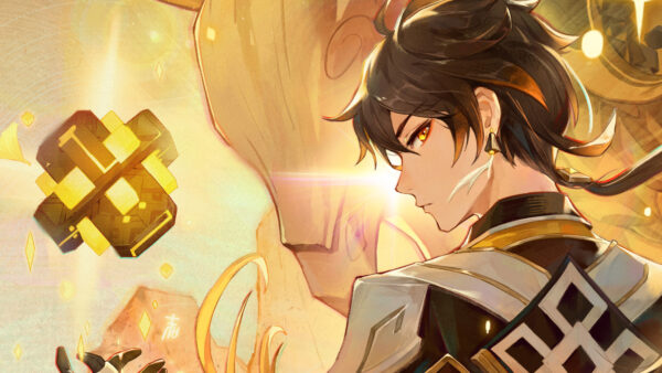 Wallpaper Eyes, Hair, Yellow, Zhongli, Genshin, Impact, Black