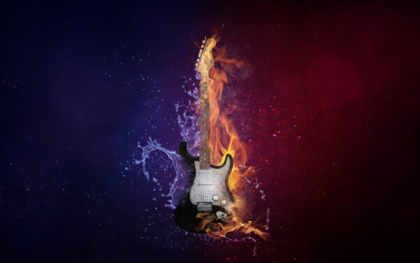Wallpaper Guitar, Cold, Fire