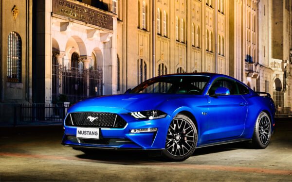 Wallpaper Mustang, Fastback, Blue, 2018, Ford