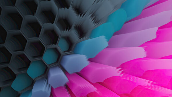 Wallpaper Hexagon, Abstract, Desktop, Pink, Blue