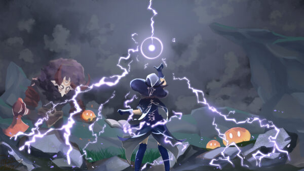 Wallpaper Lisa, Background, Lightning, Impact, Genshin