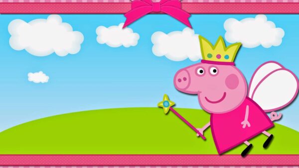 Wallpaper Anime, Background, Sky, Peppa, Crown, Angel, Blue, Pig, Wing, And