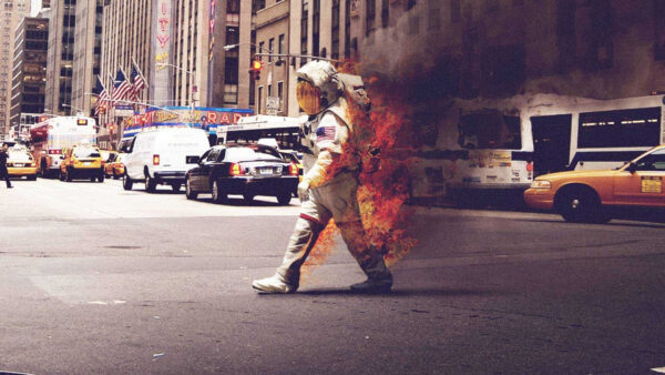 Wallpaper Astronaut, Wearing, Desktop, Man, Dress, Fire, With, Dope