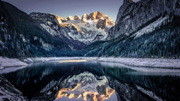 Wallpaper Desktop, Winter, Water, Mountain, Reflecting, During, Nature, Lake