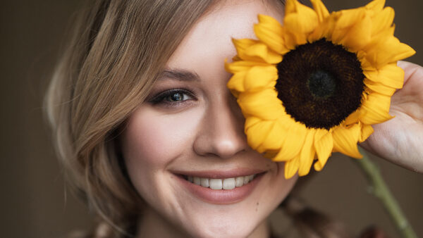 Wallpaper Desktop, Sunflower, Blonde, Model, Guseva, Girl, Hair, Ksenia, With