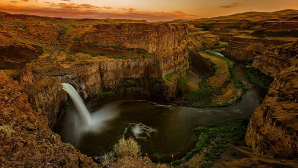 Wallpaper Desktop, River, Rocks, Waterfall, Palouse, Between, Canyon, Fall, And, Nature, During