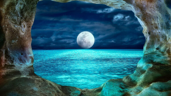 Wallpaper Cave, Blue, Moon, Clouds, Between, Sky, White, Background