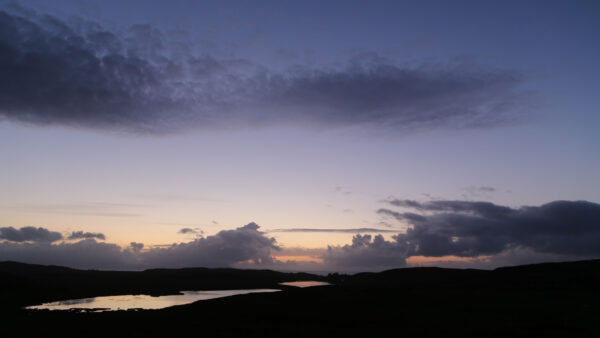 Wallpaper Blue, White, Clouds, Sky, Hills, Twilight, Ponds, Nature, Trees