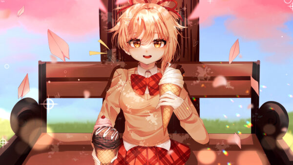 Wallpaper Light, Yoimiya, With, Brown, Impact, Icecreams, Genshin, Hair