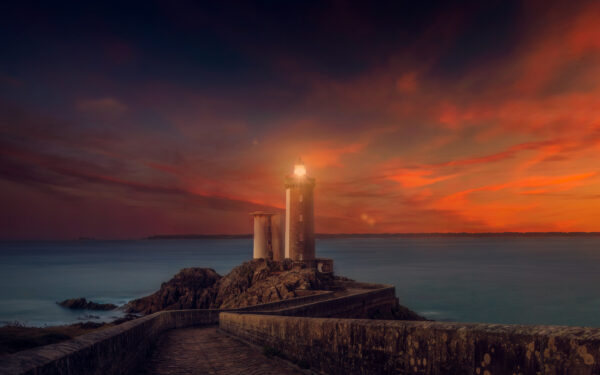 Wallpaper Lighthouse, Sunset