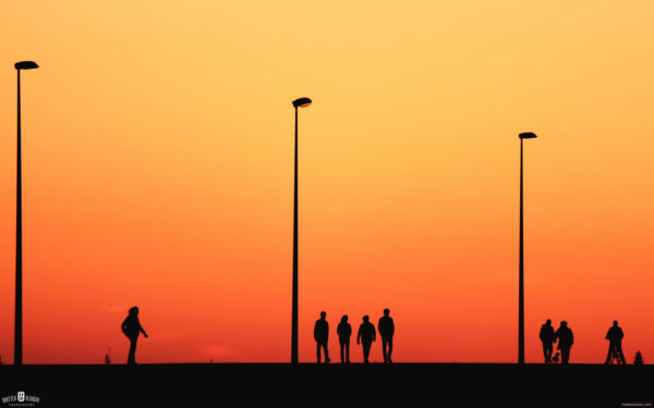 Wallpaper Silhouette, Sunset, People